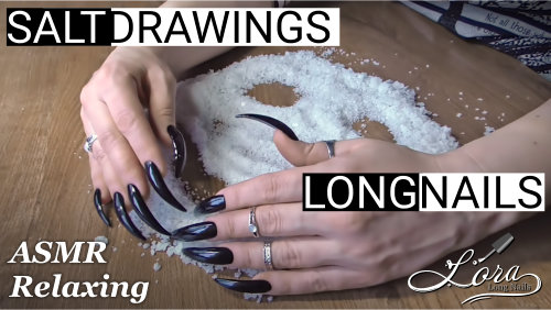 ASMR: Salt Drawings - Black Long Nails