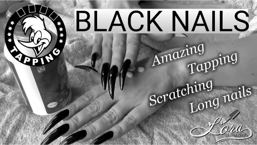 Amazing ASMR tappings on bottle and my black long nails