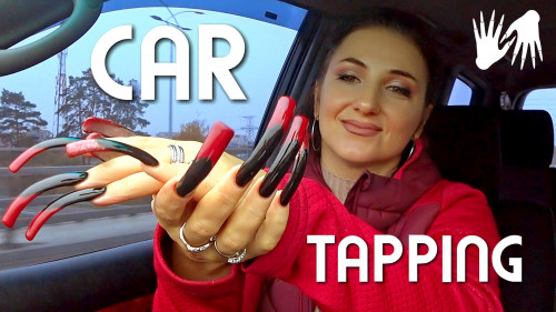 LONG NAILS 🚗 Black-Red nail design 🚗 Car tapping