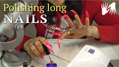 🎤 ASMR: Whispering | Breathing ❤️ Polishing Long Nails 💅
