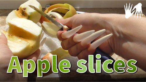 Cutting 🔪 🍏 Tapping And Scratching An Apple Live With Long Nails 🎧