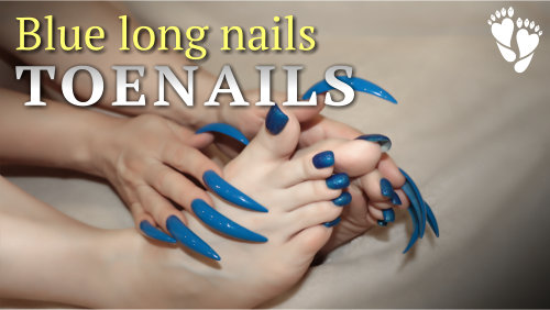 Long blue fingernails
