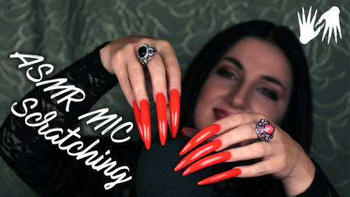 ASMR - MIC Scratching 👅 Tongue Click 😛 RED LONG NAILS