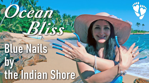 Ocean Bliss: Blue Nails by the Indian Shore
