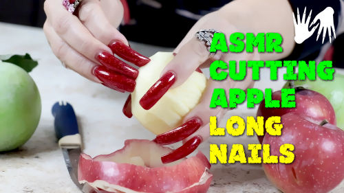 Peel APPLES ASMR sound 🍏 Tapping with long nails