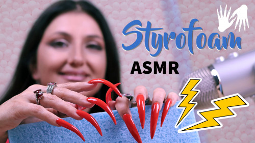 😶‍🌫️ Styrofoam ASMR - red long nails - rings - bracelets