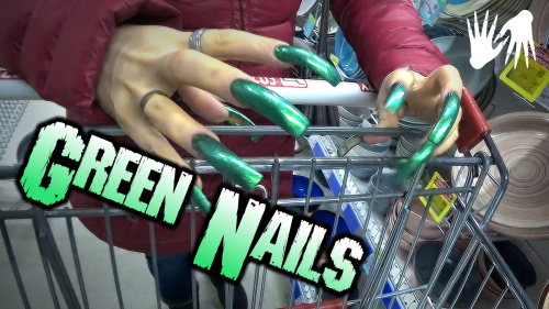 Green long nails 🌿 PUBLIC PLACE