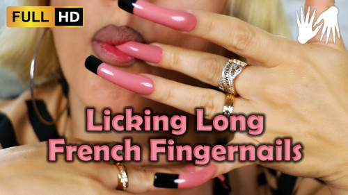 Licking Long French Fingernails