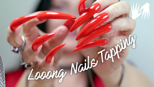 Long Nails Tapping (asmr, two mic, red nails)