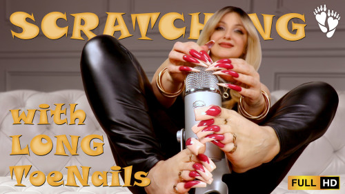 Scratching Microphone with Long Red French Nails