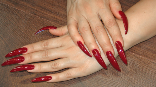 Red stiletto sharp nails ⭕ archive (28.10.2018) 