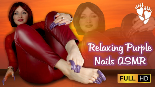 💅 Relaxing Purple Nails ASMR - Long Nail Sounds & Soft Movements