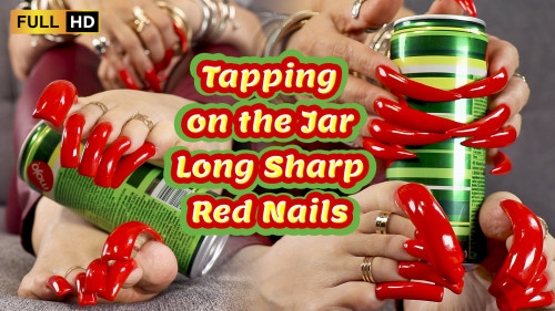 Tapping on the Jar - Long Sharp Red Nails