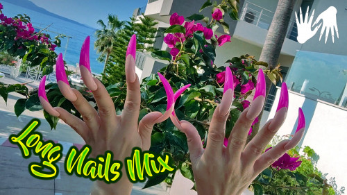 ASMR long nails pink mix