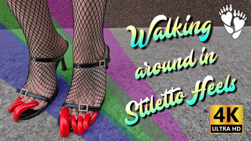I walk around in stiletto 👠Heels with 🔴 Long Red Toenails