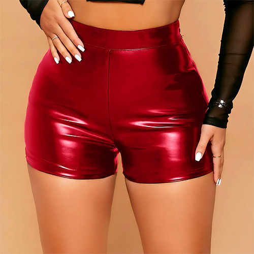 High Waisted Sexy Leather Skinny Shorts
